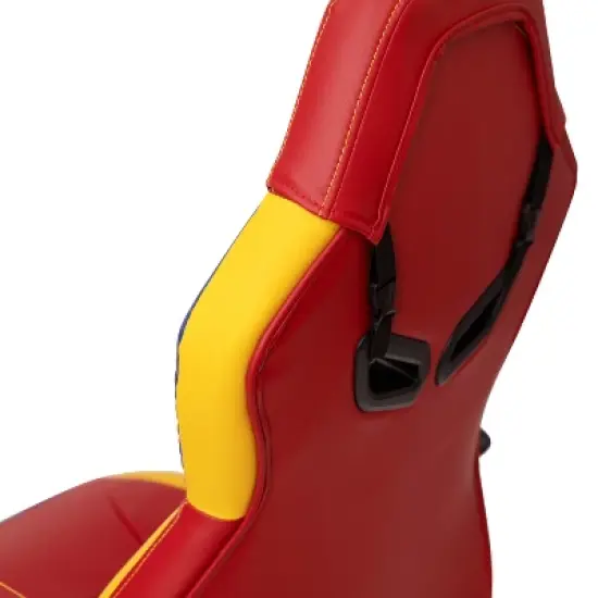 BlackArc High Back Gaming Chair with Red and Yellow Faux Leather Upholstery, Adjustable Swivel Seat and Padded Flip-Up Arms image {10}