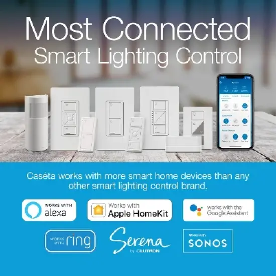 Lutron Cas&eacute;ta Deluxe Smart Dimmer Switch (2 Count) Kit with Cas&eacute;ta Smart Hub | | P-BDG-PKG2W-A | White image {1}