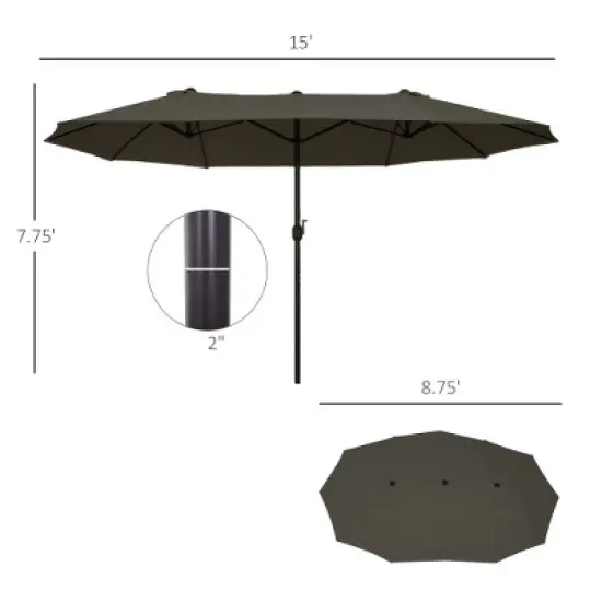 Akoasm 94.8 in. H Extra Large Double-Sided Outdoor Patio Umbrella with Crank Handle and Air Vents For Backyard, Deck & Pool-Gray image {4}