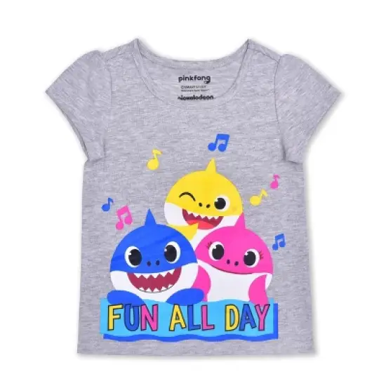 Nickelodeon Girl's 3-Pack Baby Shark Fun All Day Graphic Tee, Zip Up Hoodie and Legging Pant Set for toddler image {3}