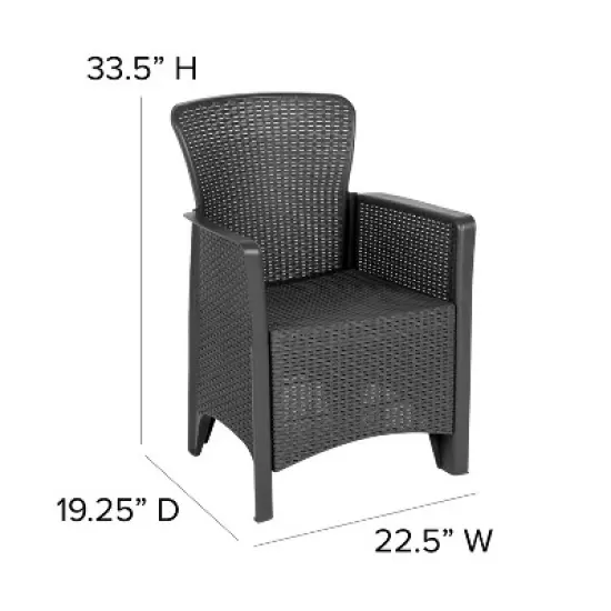 Flash Furniture Faux Rattan Plastic Chair Set with Matching Side Table image {8}