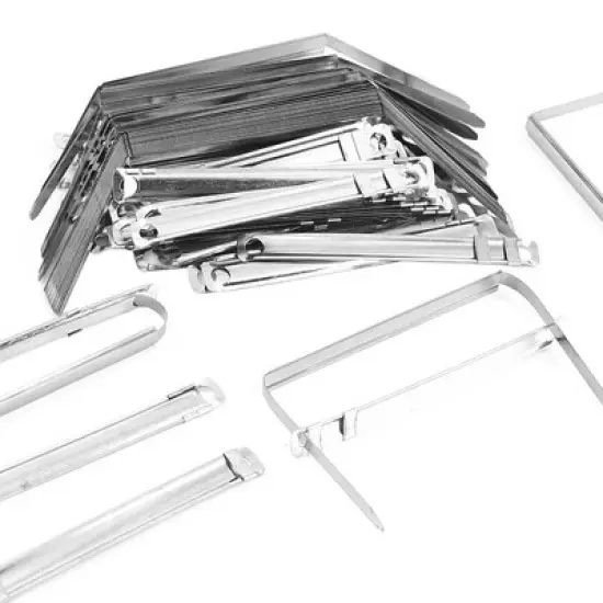 Unique Bargains Office 3.1" Capacity Silver Tone Prong Files Clamp Paper Fasteners 50 Sets image {4}