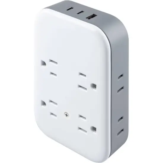 General Electric 4 Grounded Outlets and 4 Polarized Outlets with 2 USB-C and 1 USB-A Surge Tap White/Gray image {10}