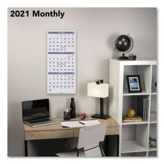 Deluxe Three-Month Reference Wall Calendar, Vertical Orientation, 12 x 27, White Sheets, 14-Month: Dec 2025 to Jan 2027 image {2}