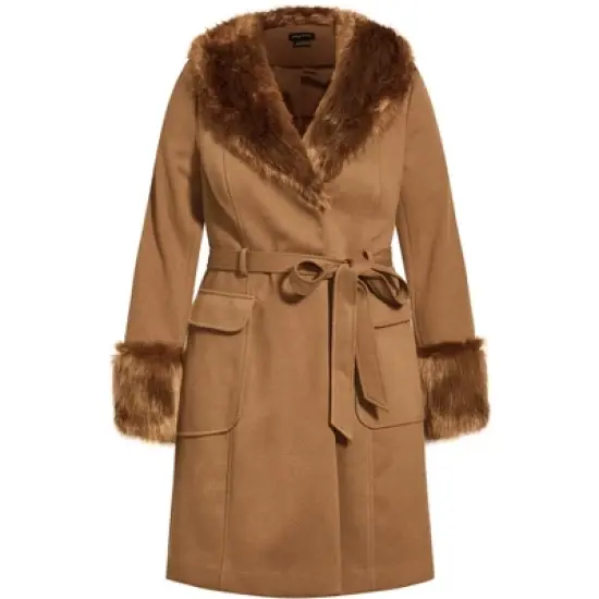 Women's Plus Size Make Me Blush Coat - caramel | CITY CHIC image {1}