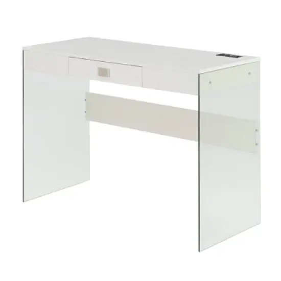 42" SoHo Glass Desk with Charging Station - Breighton Home image {6}