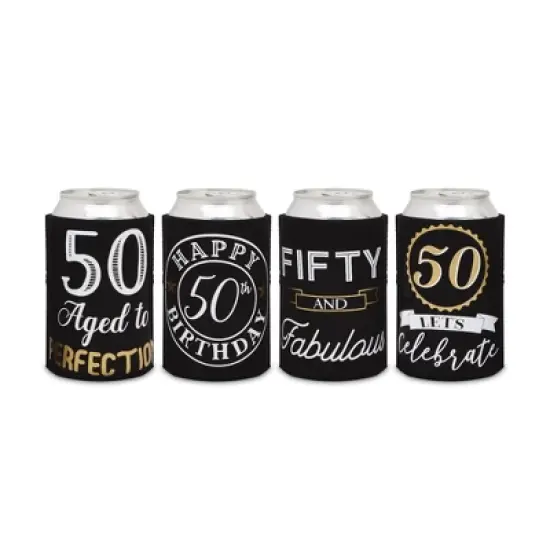 Sparkle and Bash 12 Pack 50th Birthday Can Cooler Sleeves for Soda - Cheers and Beers to 50 Years Decorations and Party Favors (2.5x4 in) image {3}