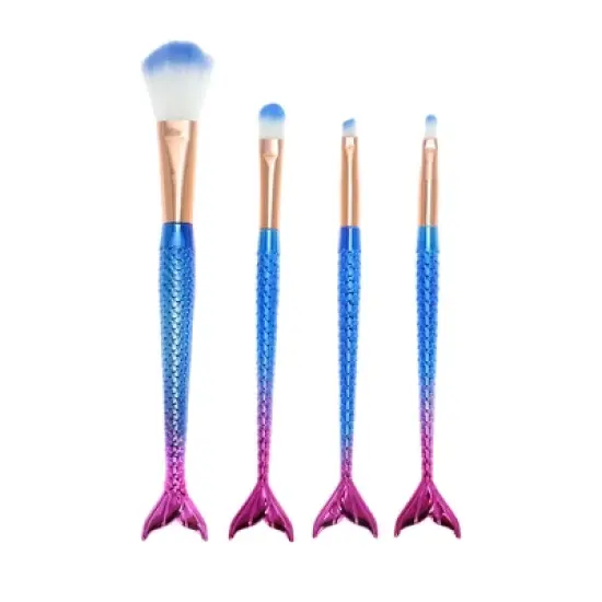 Unique Bargains Portable Mermaid Makeup Brush Set 4 Pcs image {6}