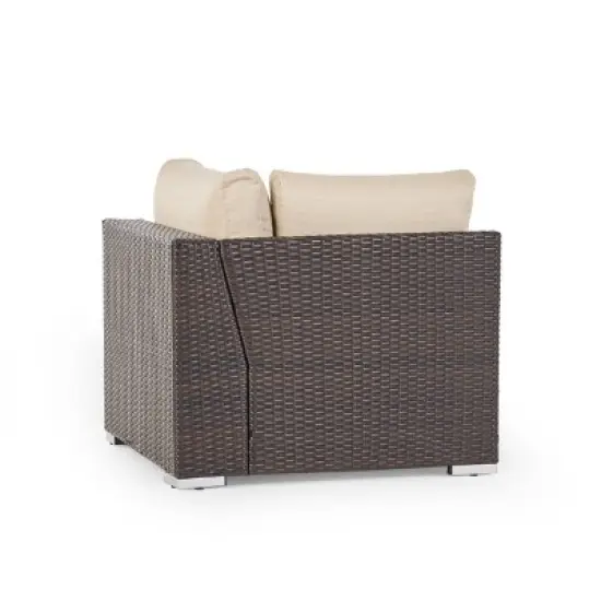 Christopher Knight Home 5pc Santa Rosa Wicker Outdoor V-Shaped Sectional Furniture Sofa Set Multibrown/Beige image {7}