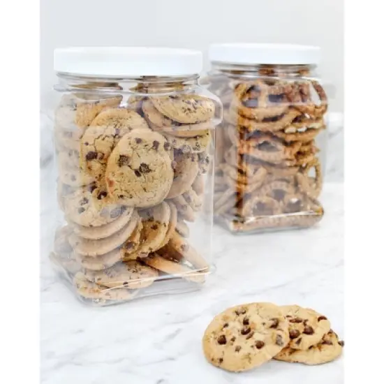 Cornucopia Brands-48oz Square Clear Plastic Canisters with Black Lids 3pk image {1}