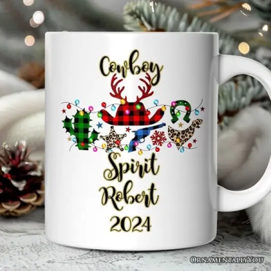 Buffalo Plaid Gunslinger Western Cowboy Style Christmas Mug (Non-Custom Only)| OrnamentallyYou image {3}