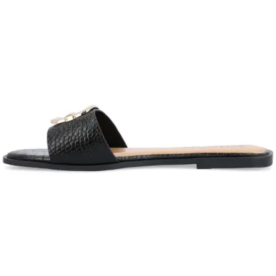 Journee Collection Womens Joarie Tru Comfort Foam Slip On Croco Slide Sandals image {1}