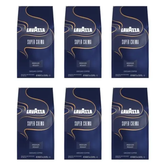 Lavazza Super Crema Ground Coffee, Medium Roast, Arabica and Robusta Blend, 32 oz Bag (Pack of 6) image {9}