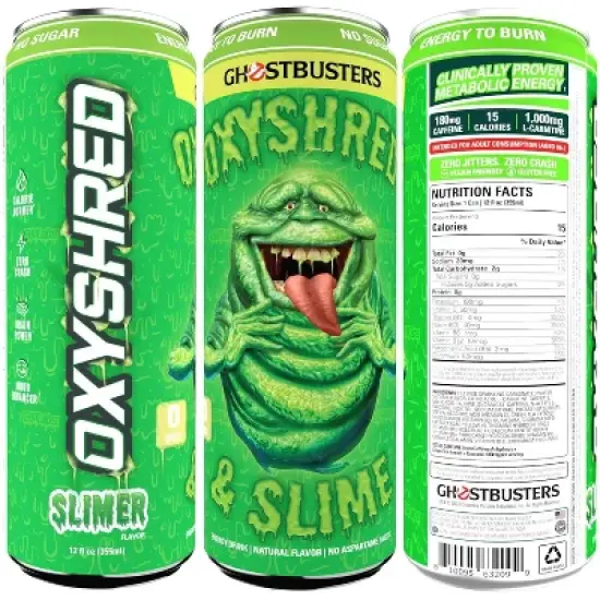 EHPlabs OxyShred Energy Drink - Zero Sugar, Zero Calories, with Amino Acids, Vitamin C, Green Tea Extract & Clean Caffeine - Slimer Lime (12-Pack) image {3}