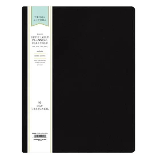 Day Designer 2024 Planner 8.5"x11" Weekly/Monthly Faux Leather Black image {2}