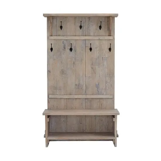 70" Castleton Mango Wood Hall Tree Driftwood - Alaterre Furniture image {2}