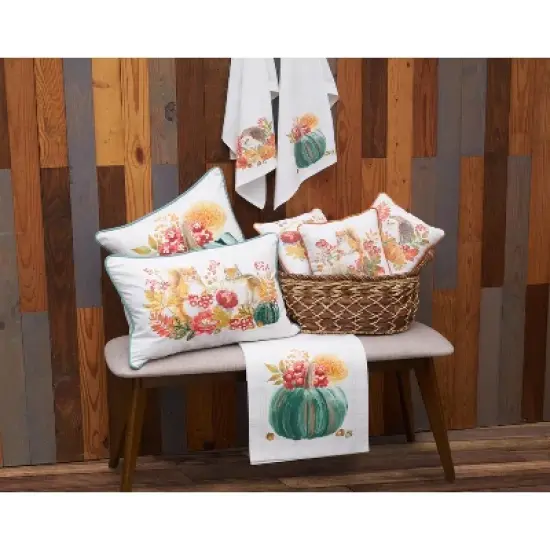 C&F Home Harvest Teal Pumpkin & Flower Leaves 100% Cotton Table Runner 14" x 72" image {3}