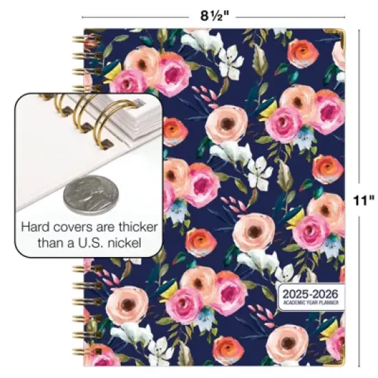 Global Printed Products Hardcover AY 2025-2026 Fashion Planner - 8.5"x11" (Small Navy Floral) image {5}