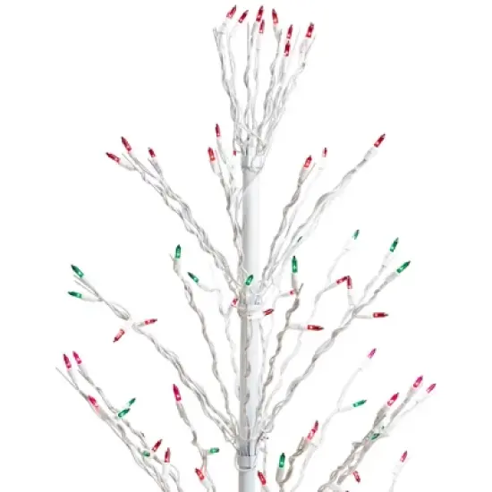 Northlight 4' Prelit Artificial Christmas Tree White Lighted Cascade Twig Outdoor Decoration - Multi-Color Lights image {5}