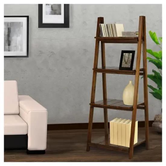 60" Folding Slatted Bookcase-4 Shelf image {4}