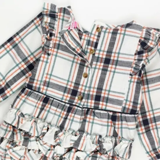 RuffleButts Baby Girls Long Sleeve Ruffle Trim Bubble Romper image {4}