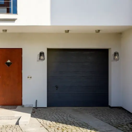 2pk 9" Metal/Glass Square Outdoor Wall Lights Matte Black - LNC image {2}