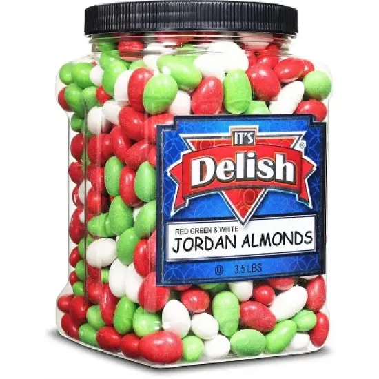 White, Red & Green Jordan Almonds by It's Delish, 3.5 lbs. Jumbo Container image {6}