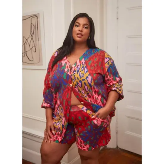 Rebdolls Women's Logan Knit Multi Leopard Print Button Front Cardigan image {2}