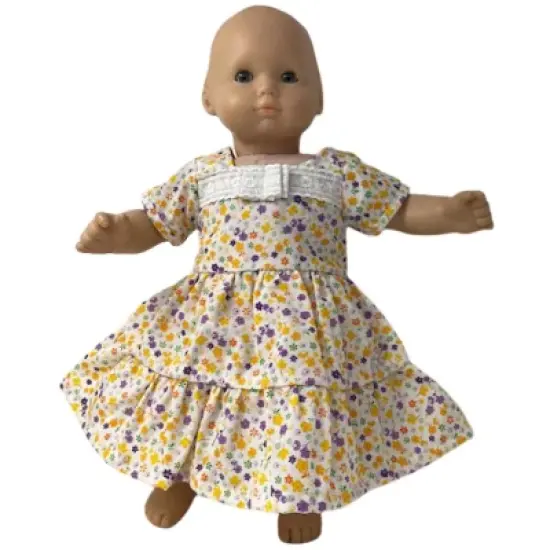 Doll Clothes Superstore Yellow Purple Flower Size 14 Matching Girl And Doll Dresses image {3}