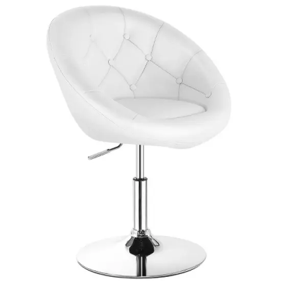 Tangkula Modern Swivel Bar Stools Height Adjustable Round Tufted Back Accent Chair Black/White image {7}