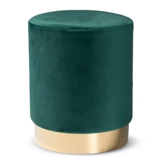 Chaela Velvet Metal Ottoman - Baxton Studio image {7}