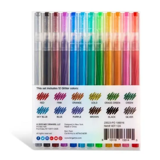 KINGART Gel Pens 12 Glitter Colors image {9}