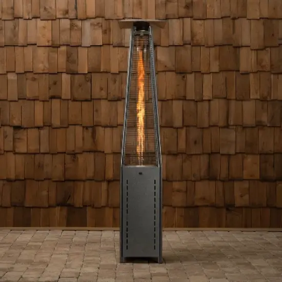 Fire Sense Pyramid Flame Patio Heater 40,000 BTU Outdoor Propane Heater Tower with Wheels - Hammered Platinum Finish image {9}