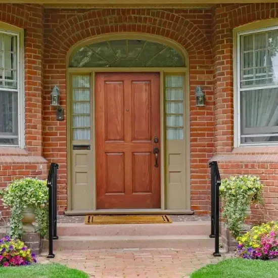 Racxily Outdoor Stair Handrail for 1 to 4 Steps Black Carbon, Steel Transitional Hand Rail Kit, Seniors Entryway Step Support image {5}