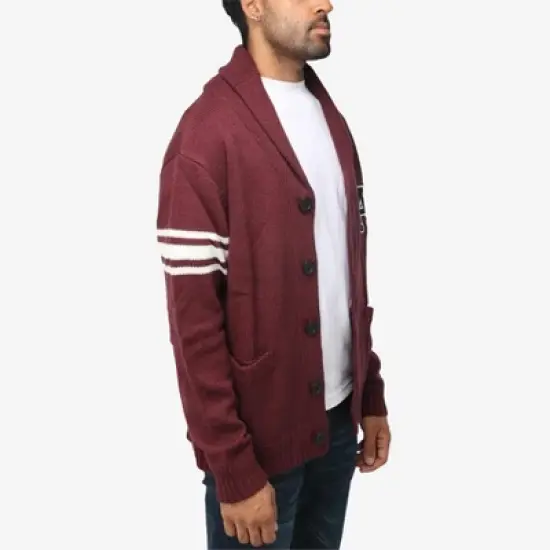 X RAY Men's Shawl Collar Heavy Gauge Cardigan with City Patch image {2}