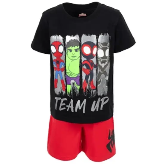 Marvel Spidey and His Amazing Friends Graphic T-Shirt Tank Top French Terry Shorts 3 Piece Outfit Set image {6}