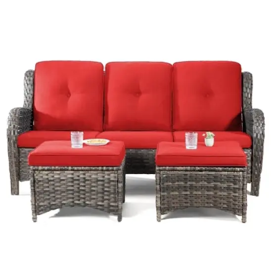 UPTIOT 73'' Polyethylene (PE) Wicker Outdoor Patio Sectional image {18}