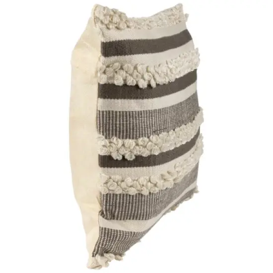 Northlight 20" Gray and Cream Handloom Woven Outdoor Throw Pillow image {2}