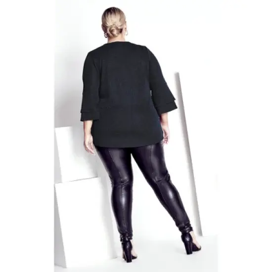 Women's Plus Size Glitz Double Bell Sleeve Top - midnight | AVENUE image {1}