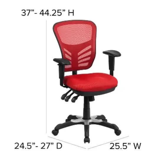 Emma and Oliver Mid-Back Mesh Triple Paddle Swivel Ergonomic Office Chair with Adjustable Arms image {3}