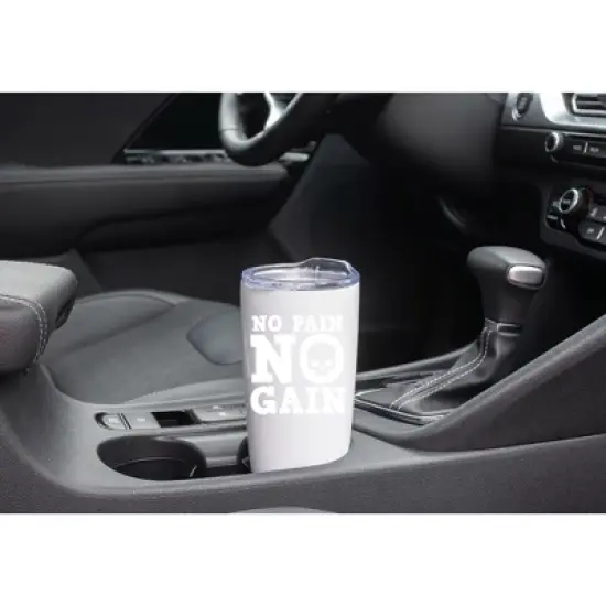 100 North 20 Ounce Stainless Steel On the Go Travel Tumbler With Push Top Lid, No Pain No Gain White image {2}