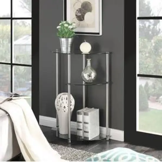 Classic Glass 3 Tier Display Entryway Table Clear Glass - Breighton Home image {2}