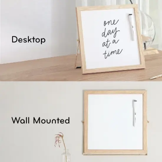 U Brands 12"x12" Frame Desktop Dry Erase Easel Natural: Magnetic Whiteboard with Wall Mount & Hardware image {4}