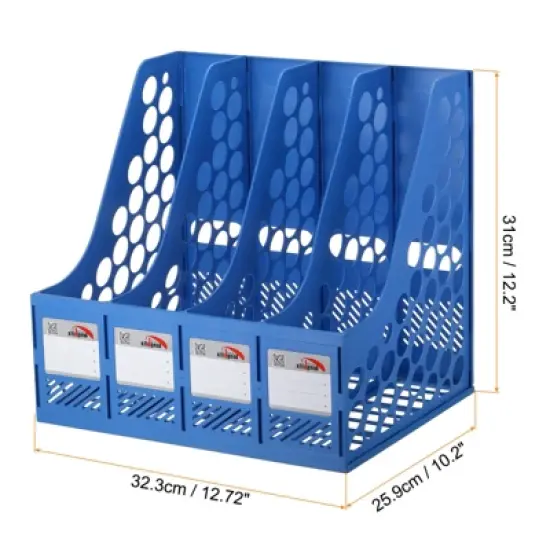 Unique Bargains Sturdy Plastic Detachable Vertical Smooth Surface File Holder 4 Compartment image {1}