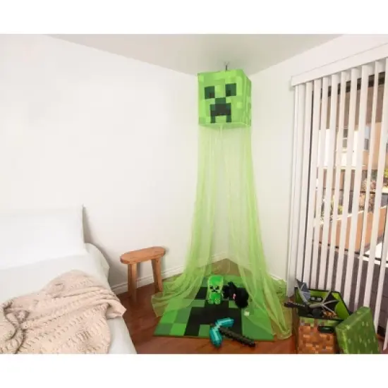 Ukonic Minecraft Green Creeper Kids Bed Canopy, Hanging Curtain Netting image {4}