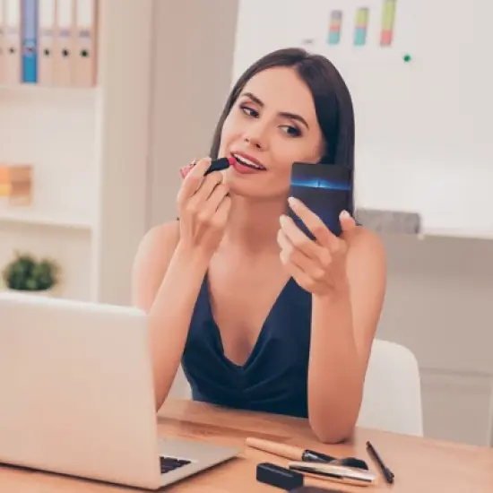 Unique Bargains So Many Stars Makeup Mirror Navy Blue 1 Pc image {2}