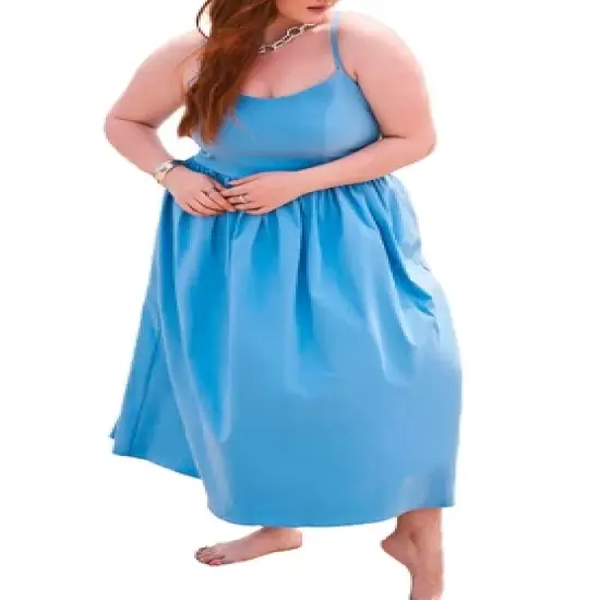 ELOQUII Women&rsquo;s Plus Size Full Skirted Midi Dress image {1}