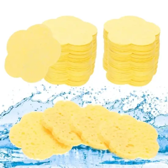 Unique Bargains Compact Size High-Temperature Resistant Face Cleansing Sponges Green 120 Pcs image {13}
