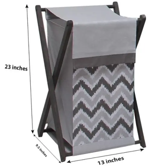 Bacati - MixNMatch Gray Laundry Hamper with Wooden Frame image {1}