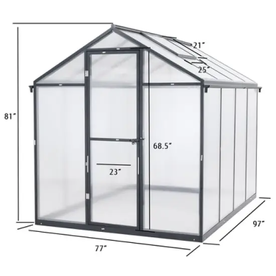 AOODOR Walk-in Greenhouse Polycarbonate Panel Hobby GreenhousesGarden image {4}